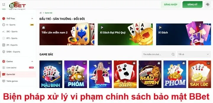 Biện pháp xử lý vi phạm chính sách bảo mật BBet