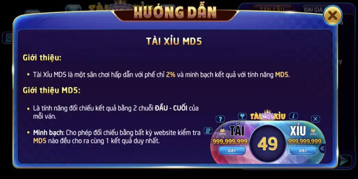 Trò chơi tài xỉu MD5 BBET được hội viên đánh giá cao