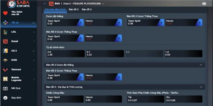 Những kênh cược SABA Esports thu hút đông đảo người chơi