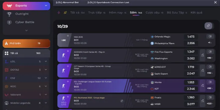 Các tựa game Esports nổi bật được yêu thích nhất BBet